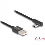 Delock USB 2.0 A – C kábel (USB-C 90 fokban hajlított) 0,5m