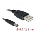 USB-s DC 5V tápkábel 5,5x2,1mm 1m (Delock)