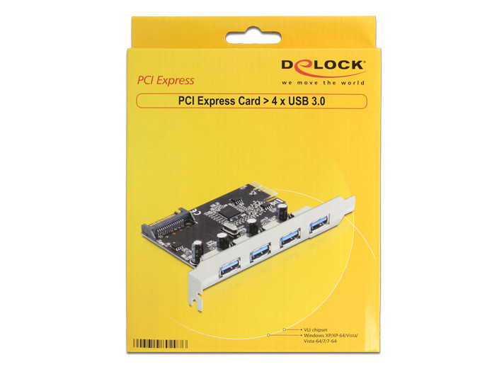 USB 3.0 vezérlő kártya PCI-Express x1 (4 port) - DeLock #3