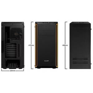 BeQuiet! Pure Base 600 ház üveg oldallappal (fekete-narancs) #2