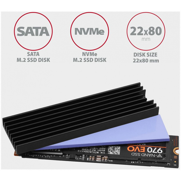 Axagon CLR-M2L6 M.2 SSD (2280) hűtőborda (6 mm magas) #3