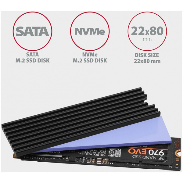 Axagon CLR-M2L3 M.2 SSD (2280) hűtőborda (3 mm magas) #3
