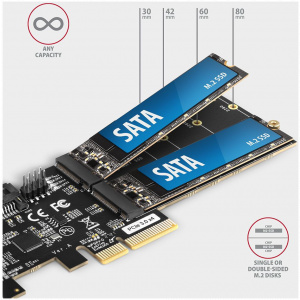 Axagon PCI Express x4 Kártya > 2x SATA 7-pin + 2x SATA M.2 SSD-hez PCES-SA4M2 #2