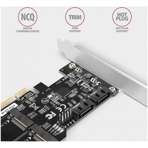 Axagon PCI Express x4 Kártya > 2x SATA 7-pin + 2x SATA M.2 SSD-hez PCES-SA4M2 #3
