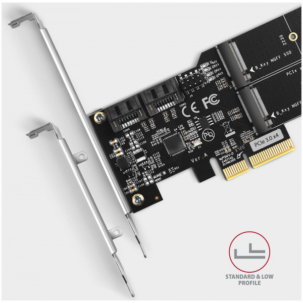 Axagon PCI Express x4 Kártya > 2x SATA 7-pin + 2x SATA M.2 SSD-hez PCES-SA4M2 #4