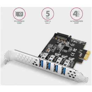 Axagon USB 3.2 Gen 1 vezérlő kártya PCIe x1 (4x USB-A port) #2