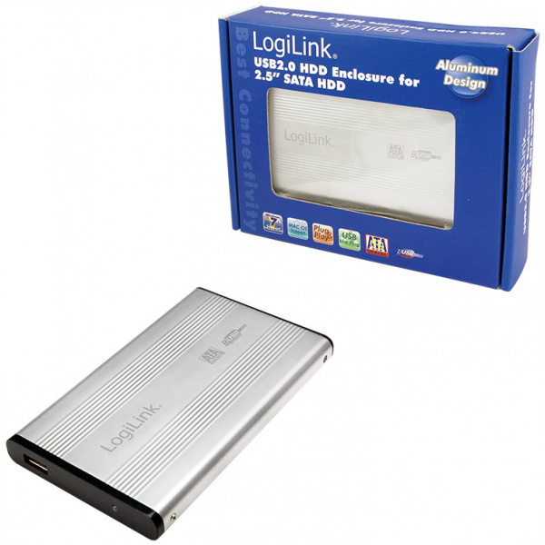Logilink USB 2.0 periféria ház 2,5" SATA HDD-hez (ezüst) #2