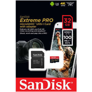 32GB Sandisk Extreme PRO microSD kártya + SD adapter (Class 10) #2