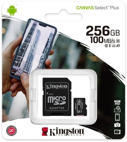 256GB Kingston Canvas Select Plus microSD kártya + SD adapter (Class 10) #2