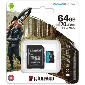 64GB Kingston Canvas Go! Plus microSD kártya + SD adapter (Class 10) #2