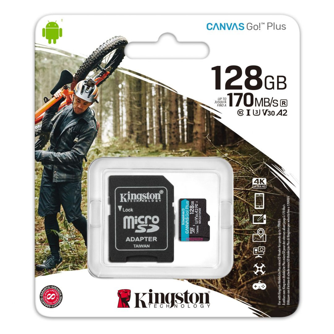 128GB Kingston Canvas Go! Plus microSD kártya + SD adapter (Class 10) #2