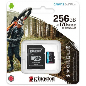 256GB Kingston Canvas Go! Plus microSD kártya + SD adapter (Class 10) #2