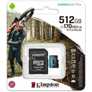 512GB Kingston Canvas Go! Plus microSD kártya + SD adapter (Class 10) #2