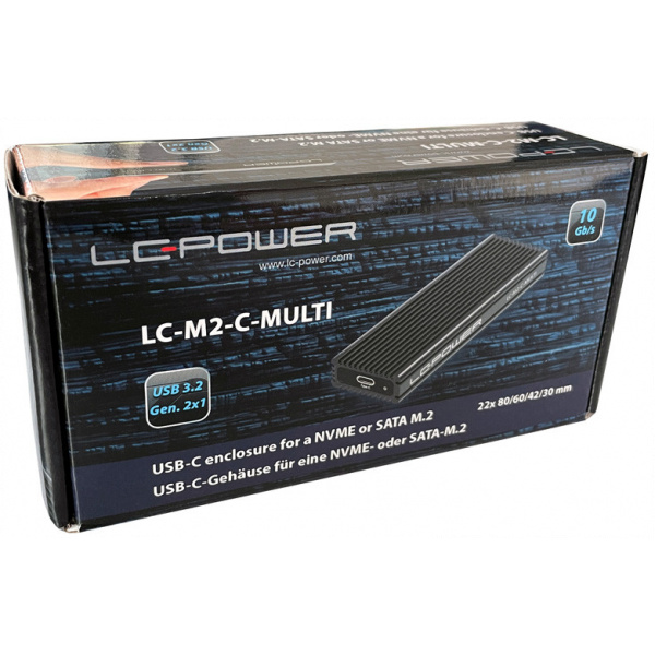 LC Power LC-M2-C-MULTI külső ház SATA / PCIe NVMe M.2 SSD-hez > USB-C 3.2 #6