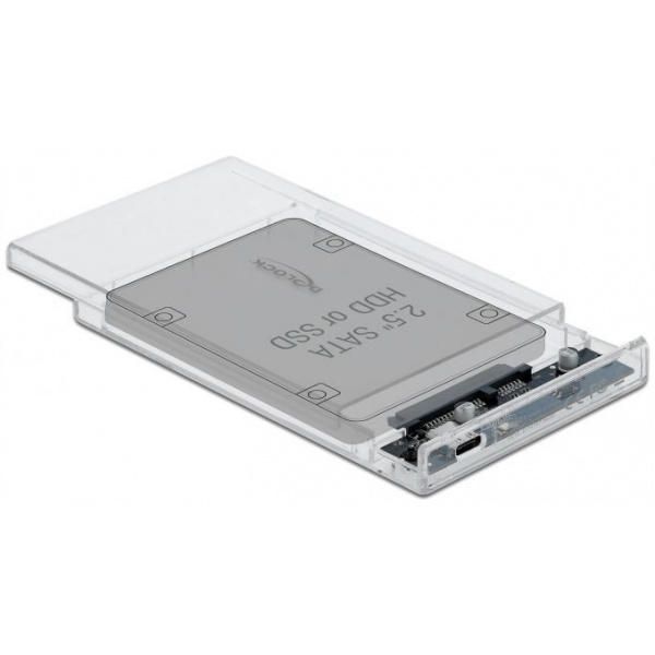 Delock Külső ház 2.5" SATA HDD/SSD-hez USB Type-C™ csatlakozóval, átlátszó #3