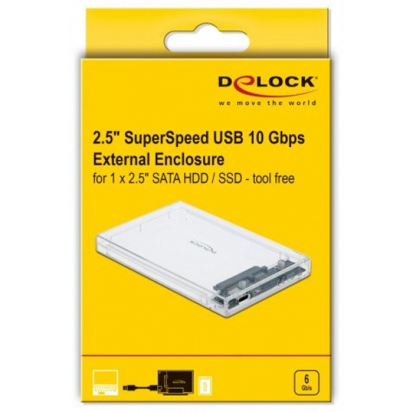 Delock Külső ház 2.5" SATA HDD/SSD-hez USB Type-C™ csatlakozóval, átlátszó #4