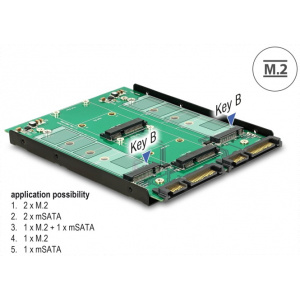 Delock 3.5" átalakító 2db SATA 22 pin > Dualport 2x M.2 / 2x mSATA #2