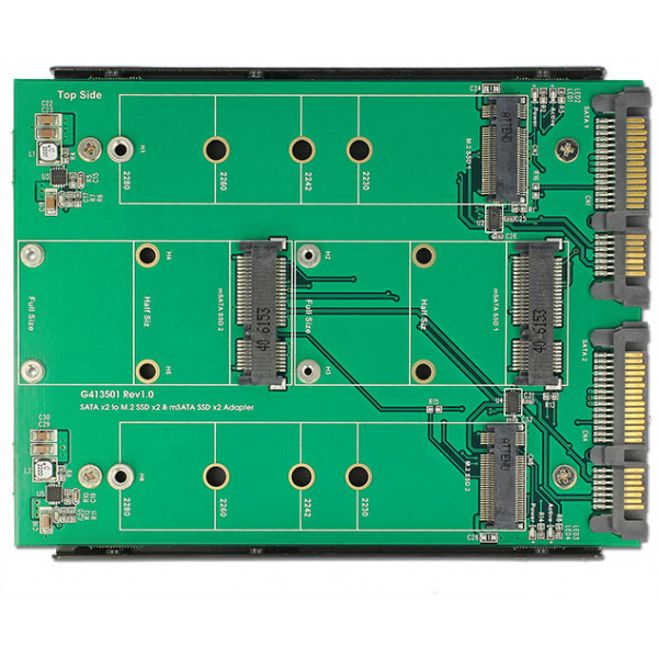 Delock 3.5" átalakító 2db SATA 22 pin > Dualport 2x M.2 / 2x mSATA #3