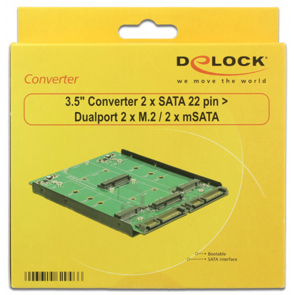Delock 3.5" átalakító 2db SATA 22 pin > Dualport 2x M.2 / 2x mSATA #5