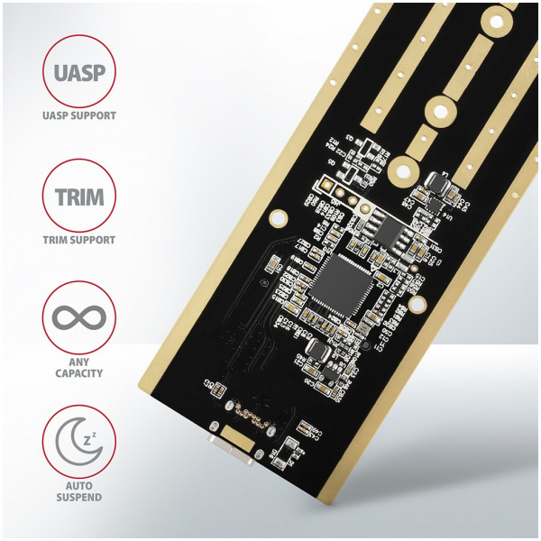Axagon EEM2-XR külső ház bordával NVMe M.2 SSD-hez > USB-C 3.2 Gen 2 #7