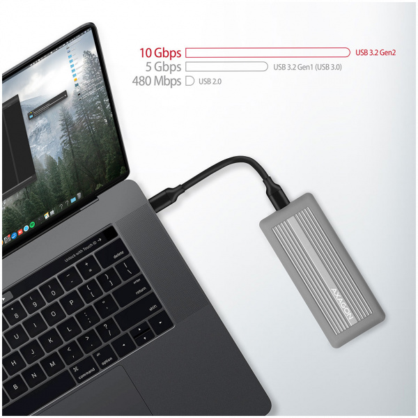 Axagon EEM2-XS külső ház, ütésálló NVMe M.2 SSD-hez > USB-C 3.2 Gen 2 #8