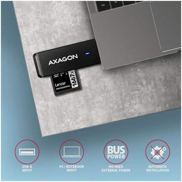 Axagon CRE-S2N SD/microSD kártyaolvasó USB 3.2 csatlakozással #4