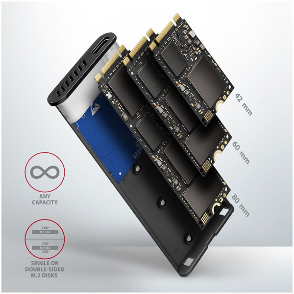 Axagon EEM2-SG2 külső ház NVMe és SATA M.2 SSD-hez > USB-C 3.2 Gen 2 #9