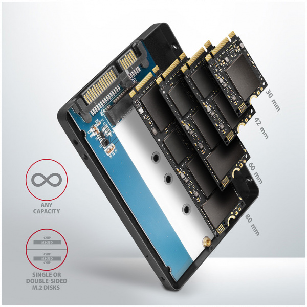 Axagon RSS-M2B belső 2,5" SATA ház M.2 SATA SSD-hez #4
