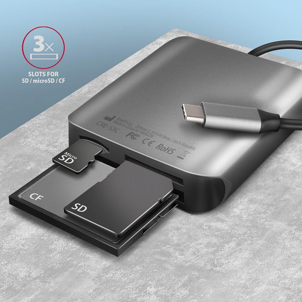 Axagon CRE-S3C SD/microSD/CF kártyaolvasó USB 3.2 Type-C csatlakozással #2