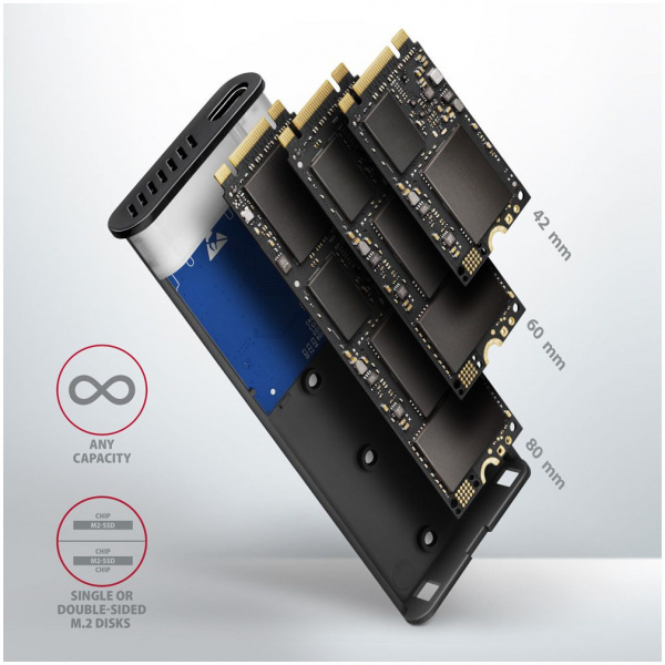 Axagon EEM2-SB2 külső ház NVMe és SATA M.2 SSD-hez > USB-C 3.2 Gen 2 #9