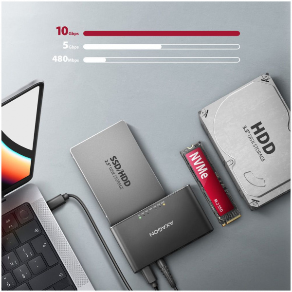 Axagon ADSA-CC USB-C 10Gbps M.2 NVMe + SATA SSD/HDD adapter #5