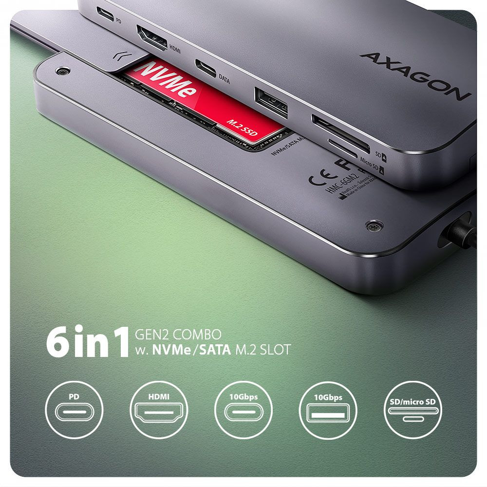 Axagon HMC-6GM2 USB Type-C 6-In-1 dokkoló #2