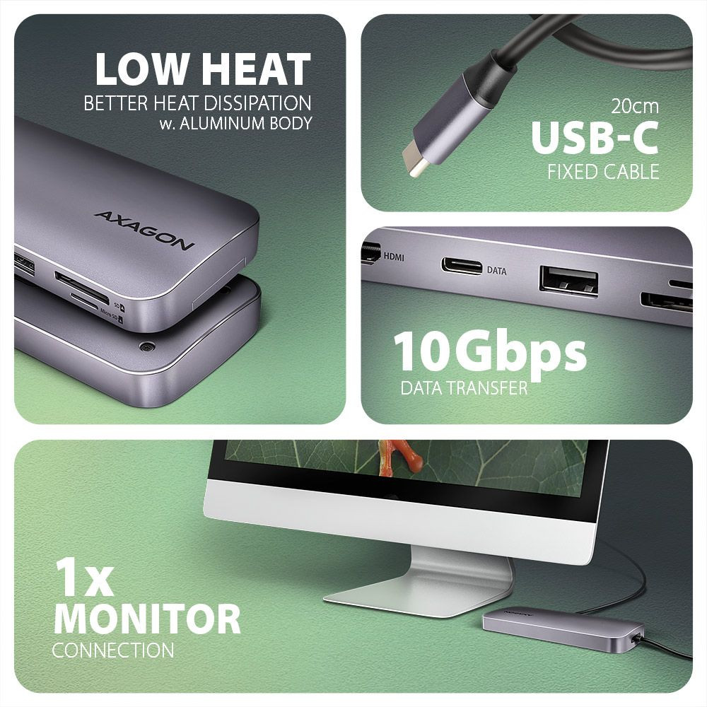 Axagon HMC-6GM2 USB Type-C 6-In-1 dokkoló #5