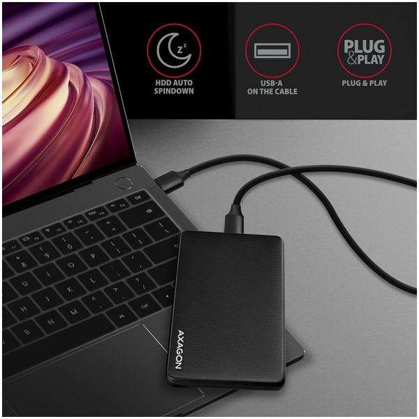 Axagon Slide Box USB 3.2 periféria ház 2,5" SATA HDD/SSD-hez #6