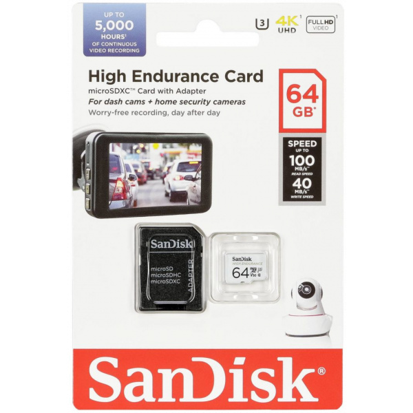 64GB Sandisk High Endurance microSD kártya + SD adapter (Class 10) #3