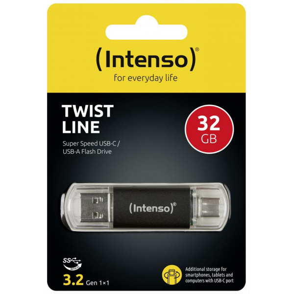 32GB Intenso Twist-Line USB 3.2 (USB-A + USB-C) Pendrive (fekete) #3