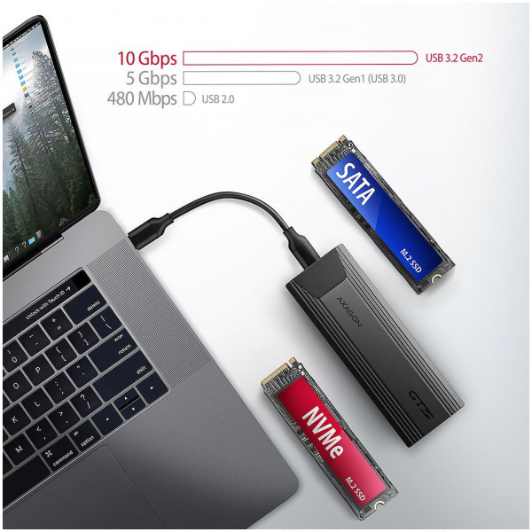 Axagon EEM2-GTS2 külső ház NVMe és SATA M.2 SSD-hez > USB-C 3.2 Gen 2 #7