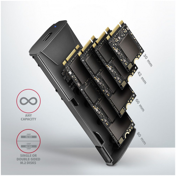 Axagon EEM2-GTS2 külső ház NVMe és SATA M.2 SSD-hez > USB-C 3.2 Gen 2 #9