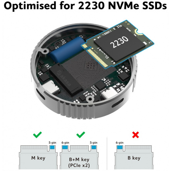 Akasa mágneses NVMe ház SSD-hez USB 3.2 Gen2 Type-C csatlakozással #6
