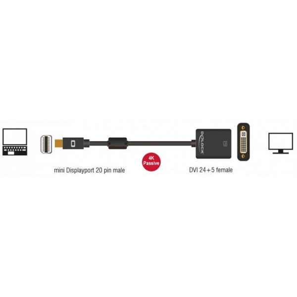 Delock mini DisplayPort > DVI-D 4K aktív átalakító, 20cm kábellel #2