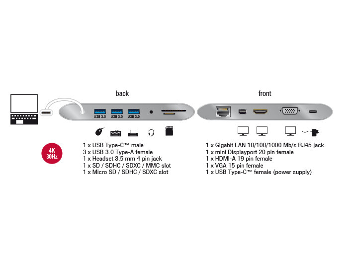 Delock USB Type-C™ 3.1-es dokkolóállomás, 4K (ezüstszürke) #3
