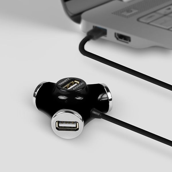 4-portos USB HUB Axagon Trinity (USB 2.0) - fekete #4