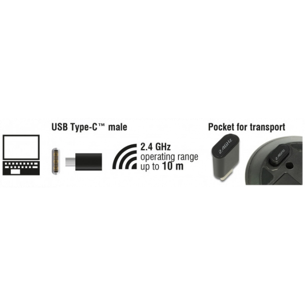 Delock vezeték nélküli optikai mini egér USB Type-C™ vevőegységgel #4
