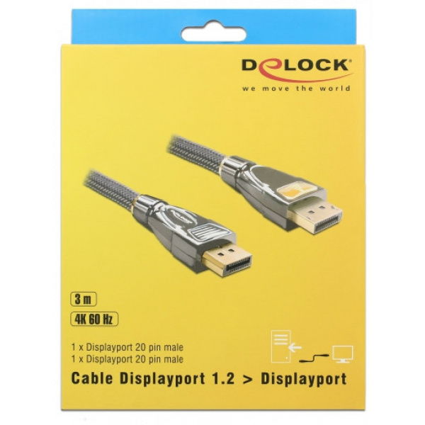 DisplayPort (M/M) Premium kábel 3m - Delock (4K 60Hz) #2