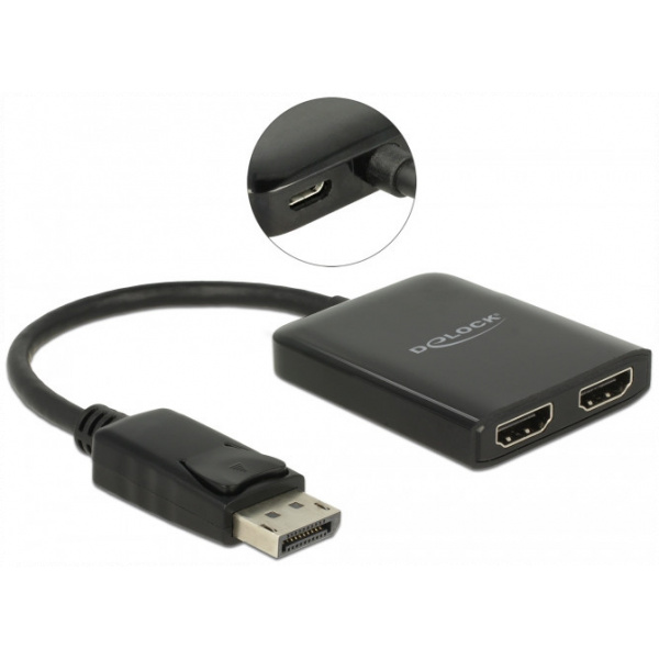 Delock DisplayPort elosztó - 1x DisplayPort > 2x HDMI 4K 30 Hz #2