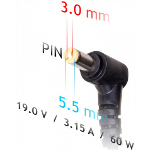 AC adapter Samsung notebookhoz 19V 3,15A (60W) - 5,5x3,0 mm + pin #2