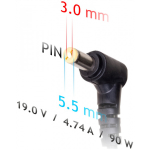 AC adapter Samsung notebookhoz 19V 4,74A (90W) - 5,5x3,0 mm + pin #2
