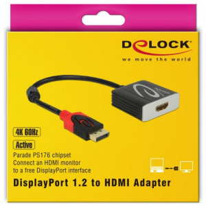 Delock DisplayPort > HDMI 4K 60Hz aktív átalakító, 20cm kábellel #2