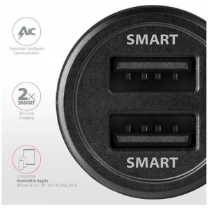 USB Car charger (autós töltő adapter) Dual Smart 2x 2.4A (össz) - Axagon #2