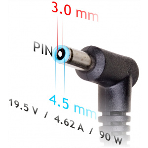 AC adapter Dell notebookhoz 19,5V 4,62A (90W) - 4,5x3,0 mm + pin #2